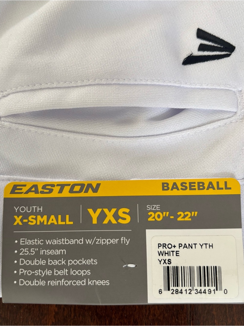 Easton Kids Baseball Pants, Size YXS, White, NWT